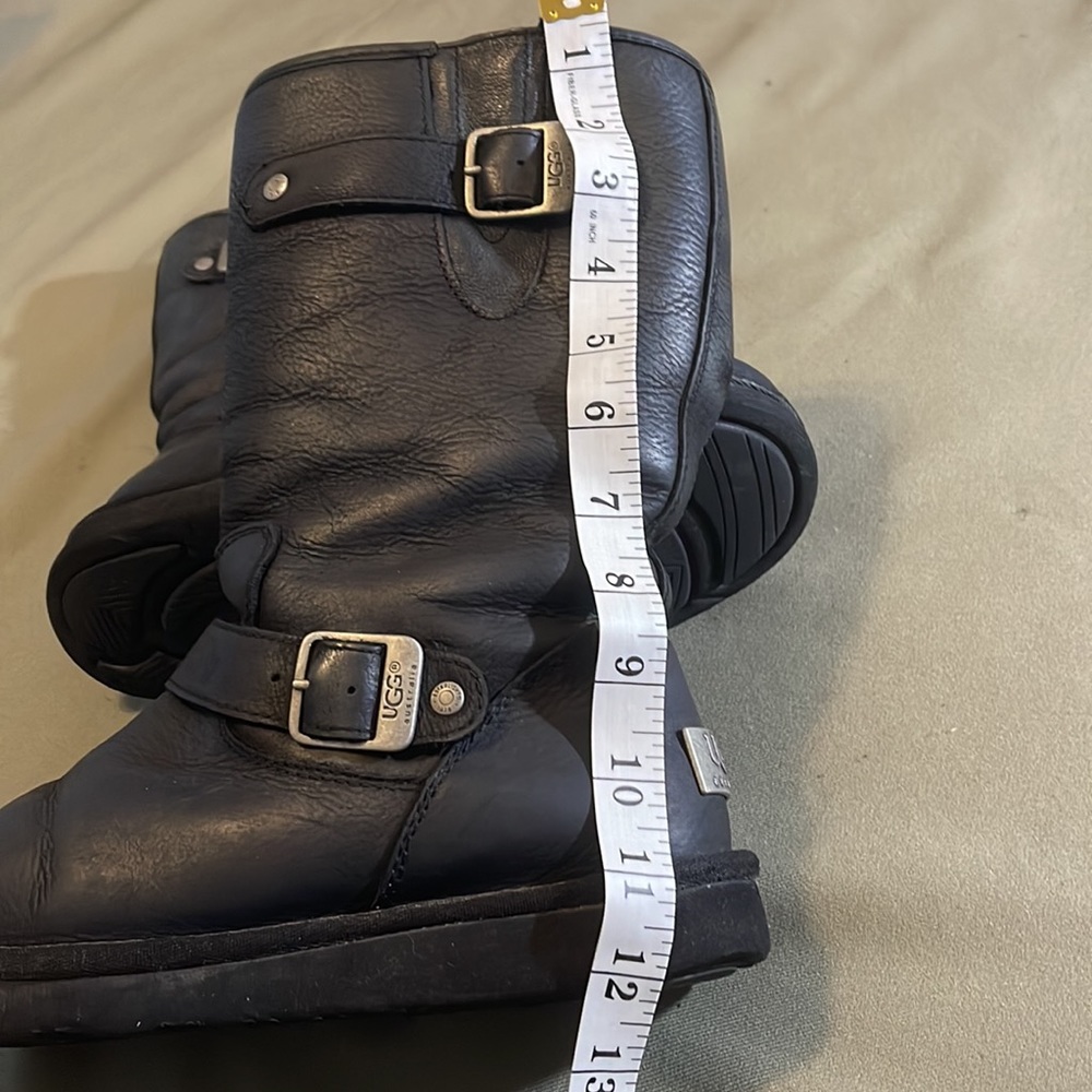 UGG Australia black leather womens Boots size 8” - Picture 11 of 12